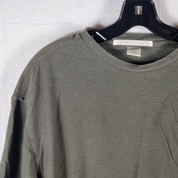 Perry Ellis Green Khaki Ribbed Cotton Rayon Short Sleeve Crew Neck Shirt Size XL - Picture 5 of 16